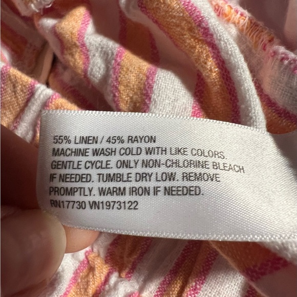 Universal Thread Linen Blend Pull-on Striped Shorts - Orange, Pink, and White - Picture 3 of 5